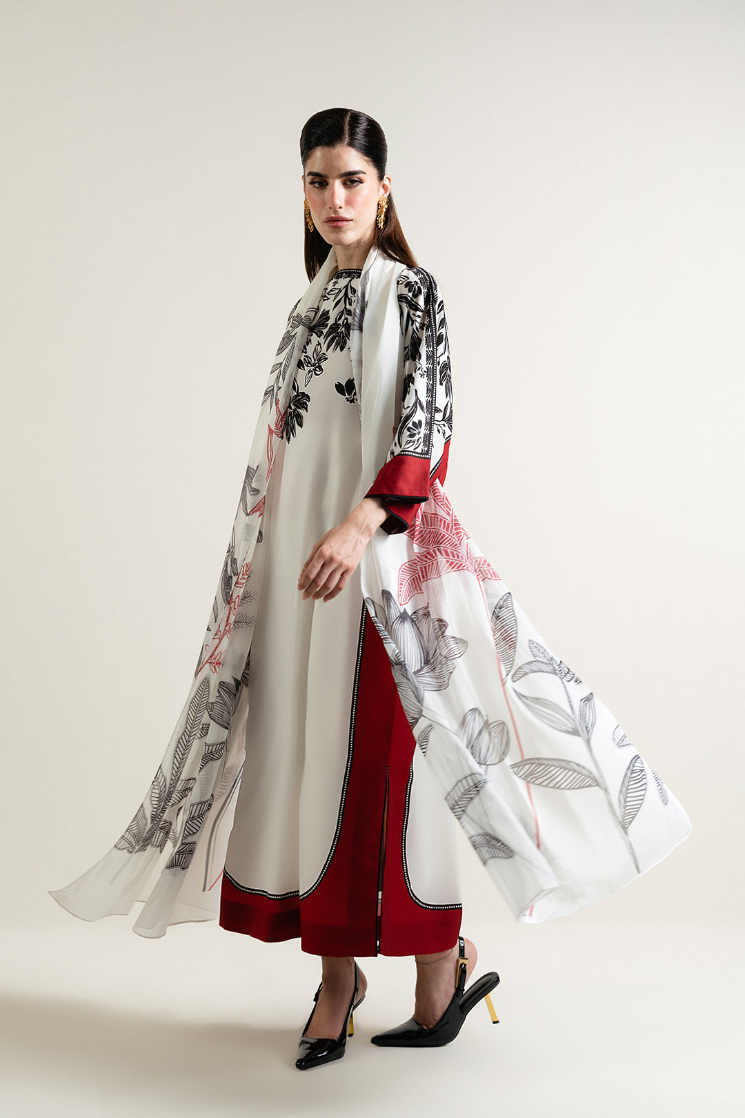 Lulusar Daenar Batwing Silk Dress 3pc ( Unstitch )